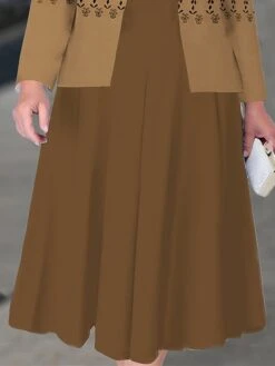 Women's Plus Size Curve Casual Dress Dress Set Two Piece Dress Geometric Color Block Midi Dress Long Sleeve Print Crew Neck Mature Outdoor Brown Fall Winter L XL XXL 3XL 4XL 5 Women's Plus Size Curve Casual Dress Dress Set Two Piece Dress Geometric Color Block Midi Dress Long Sleeve Print Crew Neck Mature Outdoor Brown Fall Winter L XL XXL 3XL 4XL -HAYz Clothing Shop ftytbx1693804845971