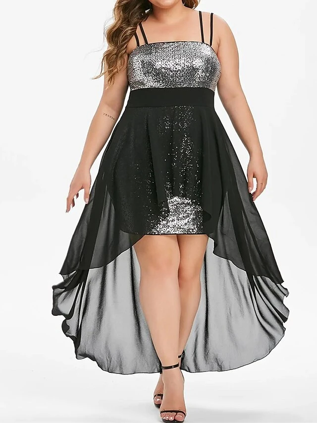 Women's Plus Size Prom Dress Party Dress Sequin Dress Long Dress Maxi Dress Black Wine Purple Sleeveless Pure Color Sequins Spring Fall Winter Spaghetti Strap Fashion Wedding Guest Birthday Evening 7 Women's Plus Size Prom Dress Party Dress Sequin Dress Long Dress Maxi Dress Black Wine Purple Sleeveless Pure Color Sequins Spring Fall Winter Spaghetti Strap Fashion Wedding Guest Birthday Evening - Image 7