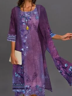 Women's Two Piece Dress Set Print Dress Outdoor Holiday Streetwear Casual Print Midi Dress Crew Neck 3/4 Length Sleeve Floral Regular Fit Blue Purple Green Summer Spring S M L XL XXL 8 Women's Two Piece Dress Set Print Dress Outdoor Holiday Streetwear Casual Print Midi Dress Crew Neck 3/4 Length Sleeve Floral Regular Fit Blue Purple Green Summer Spring S M L XL XXL -HAYz Clothing Shop fwrclc1679980928207