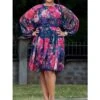 Women's Plus Size Curve Party Dress Casual Dress Cocktail Dress Floral Midi Dress Long Sleeve Print Crew Neck Fashion Party Purple Green Fall Winter XL XXL 3XL
