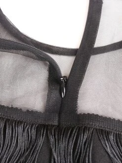 Women‘s Plus Size Curve Party Dress Black Dress Homecoming Dress Solid Color Crew Neck Tassel Fringe Half Sleeve Fall Spring Prom Dress -HAYz Clothing Shop fxrrxu1645095475146