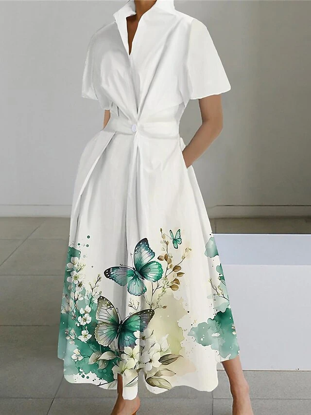 Women's Shirt Dress Casual Dress Swing Dress Maxi Long Dress Outdoor Office Daily Polyester Fashion Modern Shirt Collar Button Pocket Short Sleeve Summer Spring 2023 Loose Fit ArmyGreen Black Royal 3 Women's Shirt Dress Casual Dress Swing Dress Maxi Long Dress Outdoor Office Daily Polyester Fashion Modern Shirt Collar Button Pocket Short Sleeve Summer Spring 2023 Loose Fit ArmyGreen Black Royal - Image 3