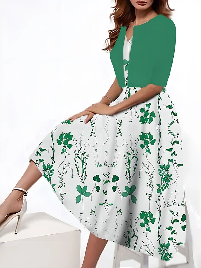 Women's Two Piece Dress Set Casual Dress Tank Dress Outdoor Daily Fashion Streetwear Pocket Print Midi Dress V Neck 3/4 Length Sleeve Floral Regular Fit Yellow Red Royal Blue Summer Spring S M L XL 3 Women's Two Piece Dress Set Casual Dress Tank Dress Outdoor Daily Fashion Streetwear Pocket Print Midi Dress V Neck 3/4 Length Sleeve Floral Regular Fit Yellow Red Royal Blue Summer Spring S M L XL - Image 3