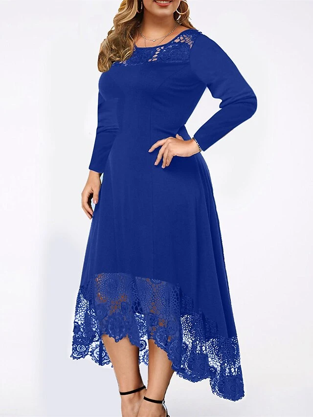 Women‘s Plus Size Curve Party Dress Lace Dress Cocktail Dress Midi Dress Black Wine Blue Long Sleeve Pure Color Lace Summer Spring Fall Crew Neck Fashion Winter Dress Birthday Wedding Guest 2023 12 Women‘s Plus Size Curve Party Dress Lace Dress Cocktail Dress Midi Dress Black Wine Blue Long Sleeve Pure Color Lace Summer Spring Fall Crew Neck Fashion Winter Dress Birthday Wedding Guest 2023 - Image 12