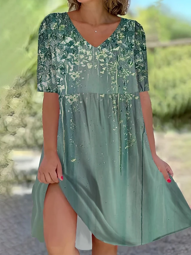 Women's Casual Dress Cotton Linen Dress Swing Dress Mini Dress Polyester Fashion Casual Daily Outdoor Daily Vacation V Neck Print Half Sleeve Summer Spring Fall 2023 Loose Fit White Navy Blue Royal 4 Women's Casual Dress Cotton Linen Dress Swing Dress Mini Dress Polyester Fashion Casual Daily Outdoor Daily Vacation V Neck Print Half Sleeve Summer Spring Fall 2023 Loose Fit White Navy Blue Royal - Image 4