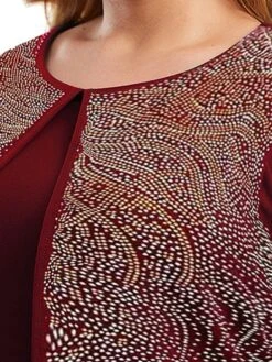 Women's Plus Size Curve Party Dress Cocktail Dress Sheath Dress Solid Color Midi Dress 3/4 Length Sleeve Patchwork Fake Two Piece Crew Neck Fashion Party Black Wine Fall Winter XL XXL 3XL 4XL 5XL -HAYz Clothing Shop ghgwof1695362731874