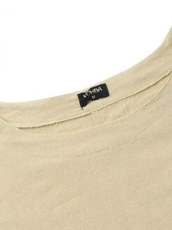 Women's Casual Dress Cotton Linen Dress White Dress Maxi Long Dress Cotton Blend Basic Casual Outdoor Daily Crew Neck Split Long Sleeve Spring Fall Autumn 2023 Loose Fit White Khaki Pure Color S M L -HAYz Clothing Shop gibich1673599043637