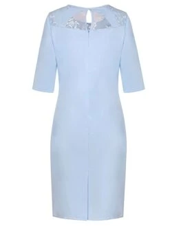 Women‘s Plus Size Curve Apple Shaped Dress Wedding Guest Lace Dress Work Dress Sheath Dress Floral Midi Dress Sleeve Lace Crew Neck Elegant Office Red Sky Blue Spring Summer Dress -HAYz Clothing Shop gitlpn1673503405577