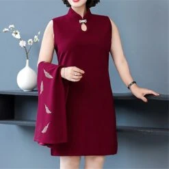 Women's Plus Size Curve Dress Set Formal Leaf V Neck Long Sleeve Fall Winter Elegant Work Knee Length Dress -HAYz Clothing Shop gkjtkr1640856478033
