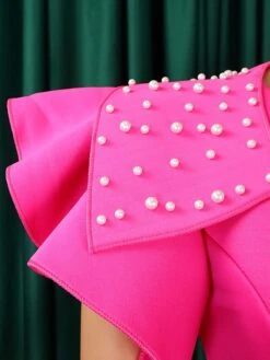 Women‘s Plus Size Curve Party Dress Cocktail Dress Bodycon Solid Color Midi Dress Short Sleeve Ruffle Split Crew Neck Fashion Party Black Wine Summer Spring L XL XXL 3XL -HAYz Clothing Shop glnzzi1679549838552