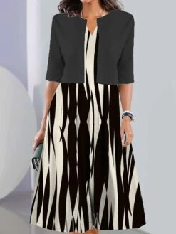 Women's Two Piece Dress Set Casual Dress Print Dress Outdoor Daily Fashion Elegant Print Midi Dress V Neck Half Sleeve Geometric Color Block Regular Fit Black White Navy Blue Summer Spring S M L XL 8 Women's Two Piece Dress Set Casual Dress Print Dress Outdoor Daily Fashion Elegant Print Midi Dress V Neck Half Sleeve Geometric Color Block Regular Fit Black White Navy Blue Summer Spring S M L XL -HAYz Clothing Shop gmfxaj1689736205232