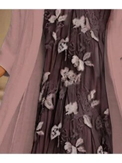 Women's Two Piece Dress Set Casual Dress Chiffon Dress Outdoor Daily Fashion Casual Print Maxi Dress Crew Neck 3/4 Length Sleeve Floral Loose Fit Pink Blue Summer Spring S M L XL XXL -HAYz Clothing Shop gmipth1697450802597