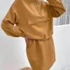 Women's Two Piece Dress Set Casual Dress Skirt Set Outdoor Daily Streetwear Modern Pocket Mini Dress Stand Collar Long Sleeve Plain Loose Fit Khaki Fall Winter S M L XL