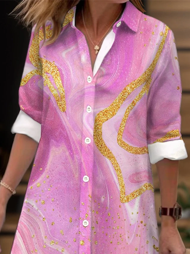 Women's Shirt Dress Casual Dress Midi Dress Outdoor Daily Date Polyester Fashion Modern Shirt Collar Button Pocket Long Sleeve Fall Winter 2023 Loose Fit Pink Purple Striped Ombre S M L XL 2XL 2 Women's Shirt Dress Casual Dress Midi Dress Outdoor Daily Date Polyester Fashion Modern Shirt Collar Button Pocket Long Sleeve Fall Winter 2023 Loose Fit Pink Purple Striped Ombre S M L XL 2XL - Image 2