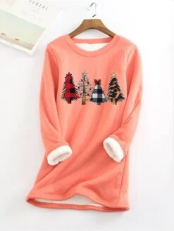 Women‘s Plus Size Christmas Casual Dress Tree Crew Neck Long Sleeve Winter Fall Casual Mini Dress Daily Dress / Hoodie Dress -HAYz Clothing Shop gpjiyl1666777592309