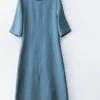 Women's Casual Dress Cotton Linen Dress Loose Dress Midi Dress Linen Daily Casual Daily Outdoor Daily Vacation Crew Neck Basic Half Sleeve Spring Fall Winter 2023 Loose Fit Blue Brown Khaki Plain L