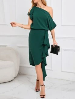 Women's Two Piece Dress Set Party Dress Skirt Set Party Outdoor Fashion Party Ruffle Asymmetrical Midi Dress Off Shoulder Half Sleeve Plain Loose Fit Green Spring Fall S M L XL XXL 13 Women's Two Piece Dress Set Party Dress Skirt Set Party Outdoor Fashion Party Ruffle Asymmetrical Midi Dress Off Shoulder Half Sleeve Plain Loose Fit Green Spring Fall S M L XL XXL -HAYz Clothing Shop grqcex1692339650470