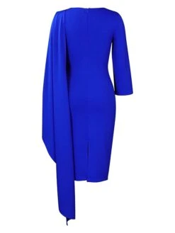 Women‘s Plus Size Curve Work Dress Bodycon Sheath Dress Solid Color Midi Dress Long Sleeve Crew Neck Fashion Outdoor White Red Fall Spring L XL XXL 3XL -HAYz Clothing Shop gshdun1676871085562