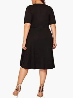 Women‘s Plus Size Curve Casual Dress Black Dress A Line Dress Solid Color Midi Dress Short Sleeve Hollow Out Crew Neck Fashion Daily Black Summer Spring L XL XXL 3XL 4XL -HAYz Clothing Shop gsyoey1681729936120