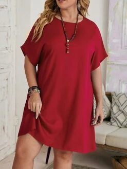 Women‘s Plus Size Curve Casual Dress T Shirt Dress Tee Dress Shift Dress Solid Color Midi Dress Short Sleeve Crew Neck Basic Daily Black Red Spring Summer L 3XL 4XL 5XL 6XL 28 Women‘s Plus Size Curve Casual Dress T Shirt Dress Tee Dress Shift Dress Solid Color Midi Dress Short Sleeve Crew Neck Basic Daily Black Red Spring Summer L 3XL 4XL 5XL 6XL -HAYz Clothing Shop gttukh1672223212939