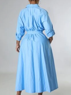 Women's Casual Dress Swing Dress Long Dress Maxi Dress Blue Yellow Orange Long Sleeve Pure Color Pocket Winter Fall Autumn Shirt Collar Winter Dress Weekend Fall Dress Loose Fit 2023 S M L XL XXL -HAYz Clothing Shop gtxilb1653990829488