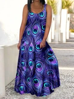 Women‘s Plus Size Curve Casual Dress Swing Dress Strap Dress Peacock Feather Long Dress Maxi Dress Sleeveless Print Strap Romantic Daily Deep Green Multicolor Summer Spring L XL XXL 3XL 4XL 27 Women‘s Plus Size Curve Casual Dress Swing Dress Strap Dress Peacock Feather Long Dress Maxi Dress Sleeveless Print Strap Romantic Daily Deep Green Multicolor Summer Spring L XL XXL 3XL 4XL -HAYz Clothing Shop gufeae1679902288795