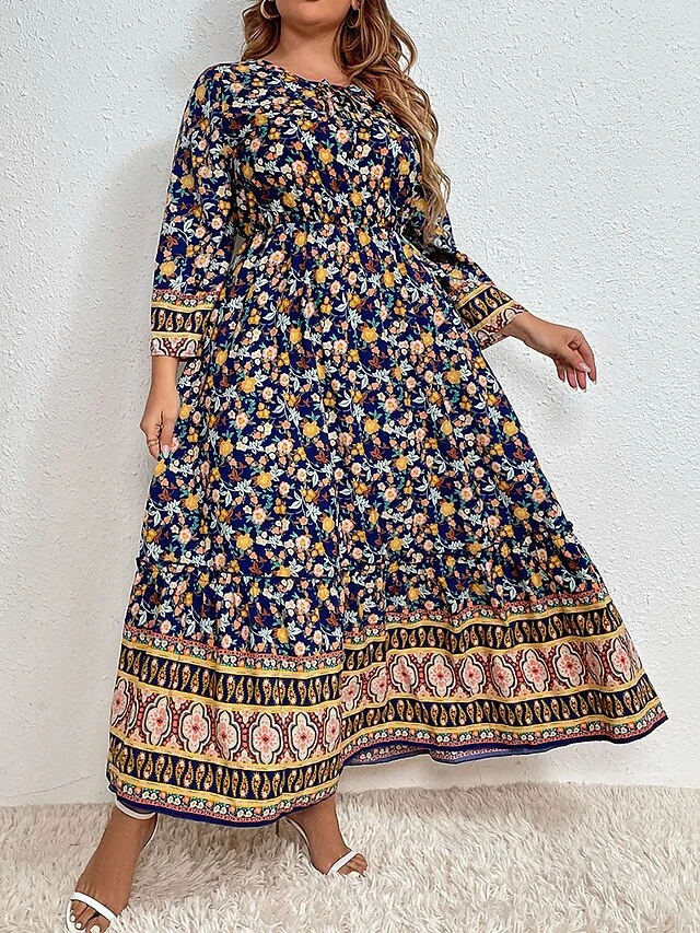 Women's Plus Size Party Dress Wedding Guest Dress Swing Dress Long Dress Maxi Dress Yellow Long Sleeve Floral Print Spring Fall Winter Crew Neck Fashion Winter Dress Evening Party Wedding Guest 2023 1 Women's Plus Size Party Dress Wedding Guest Dress Swing Dress Long Dress Maxi Dress Yellow Long Sleeve Floral Print Spring Fall Winter Crew Neck Fashion Winter Dress Evening Party Wedding Guest 2023