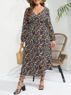 Women's Plus Size T Shirt Dress Casual Dress Floral Dress Floral Print V Neck Midi Dress Fashion Streetwear Outdoor Street Long Sleeve Loose Fit Rainbow Fall Winter XL XXL 3XL 4XL 5XL 7 Women's Plus Size T Shirt Dress Casual Dress Floral Dress Floral Print V Neck Midi Dress Fashion Streetwear Outdoor Street Long Sleeve Loose Fit Rainbow Fall Winter XL XXL 3XL 4XL 5XL -HAYz Clothing Shop guurue1692064768320