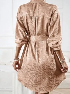 Women's Shirt Dress Midi Dress Outdoor Date Vacation Satin Fashion Elegant Shirt Collar Lace Up Button Long Sleeve Spring Fall Winter 2023 Loose Fit Black Wine Brown Pure Color S M L XL -HAYz Clothing Shop gvnwll1692856945014