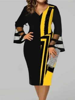 Women‘s Plus Size Curve Work Dress Bodycon Sheath Dress Stripe Midi Dress Long Sleeve Mesh V Neck Elegant Outdoor White Red Spring Fall L XL XXL 3XL 4XL 13 Women‘s Plus Size Curve Work Dress Bodycon Sheath Dress Stripe Midi Dress Long Sleeve Mesh V Neck Elegant Outdoor White Red Spring Fall L XL XXL 3XL 4XL -HAYz Clothing Shop gvwwid1672824183636