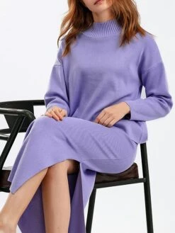 Women's Two Piece Dress Set Casual Dress Skirt Set Outdoor Daily Fashion Streetwear Split Ribbed Midi Dress Turtleneck Long Sleeve Plain Loose Fit Black Light Green Blue Fall One-Size 26 Women's Two Piece Dress Set Casual Dress Skirt Set Outdoor Daily Fashion Streetwear Split Ribbed Midi Dress Turtleneck Long Sleeve Plain Loose Fit Black Light Green Blue Fall One-Size -HAYz Clothing Shop gwfhyg1693278286880