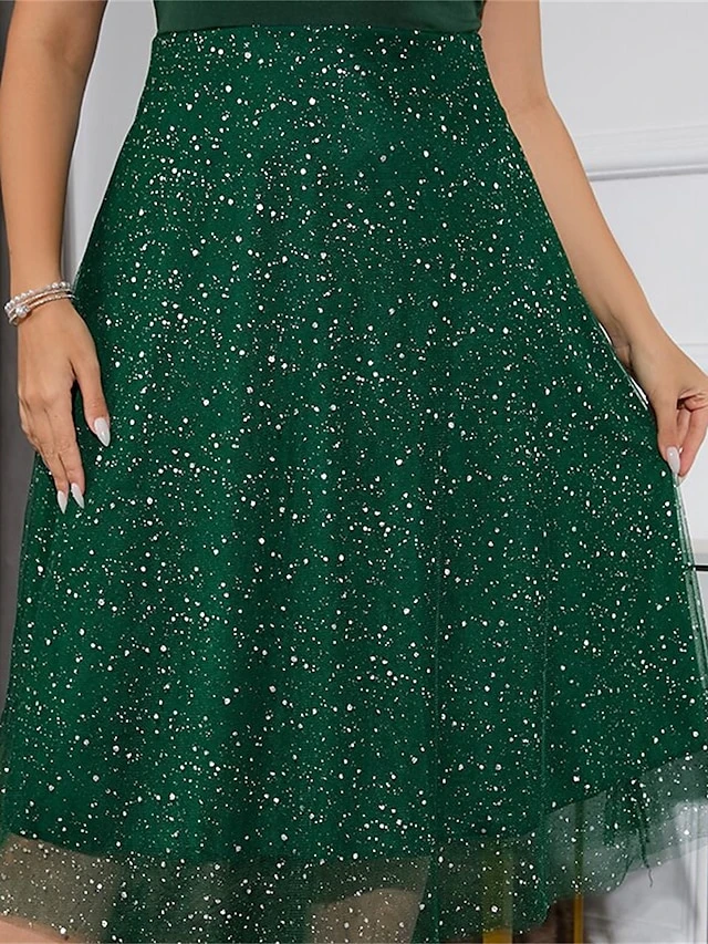 Women's Plus Size Curve Party Dress Cocktail Dress Wedding Guest Dress Midi Dress Dark Green Purple Sleeveless Polka Dot Mesh Spring Fall Winter V Neck Fashion Birthday Wedding Guest Vacation XL XXL 9 Women's Plus Size Curve Party Dress Cocktail Dress Wedding Guest Dress Midi Dress Dark Green Purple Sleeveless Polka Dot Mesh Spring Fall Winter V Neck Fashion Birthday Wedding Guest Vacation XL XXL - Image 9