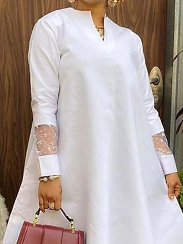 Women‘s Plus Size Curve Work Dress Floral V Neck Lace Long Sleeve Fall Winter Work Elegant Maxi Long Dress Work Work Dress Dress 2 Women‘s Plus Size Curve Work Dress Floral V Neck Lace Long Sleeve Fall Winter Work Elegant Maxi Long Dress Work Work Dress Dress - Image 2