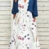 Women's Two Piece Dress Set Casual Dress Dress Set Outdoor Daily Fashion Modern Pocket Print Midi Dress V Neck Half Sleeve Floral Regular Fit White Summer Spring S M L XL XXL