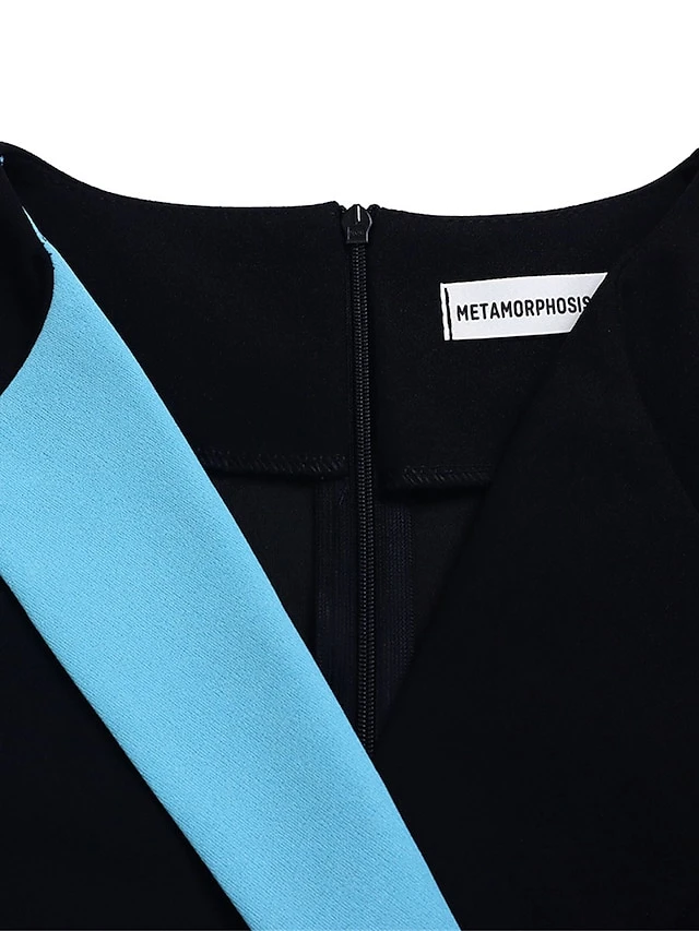 Women's Shirt Dress Casual Dress Midi Dress Outdoor Daily Date Polyester Fashion Casual Shirt Collar Lace Up Pleated 3/4 Length Sleeve Spring Fall Winter 2023 Regular Fit Yellow Red Blue Color Block 4 Women's Shirt Dress Casual Dress Midi Dress Outdoor Daily Date Polyester Fashion Casual Shirt Collar Lace Up Pleated 3/4 Length Sleeve Spring Fall Winter 2023 Regular Fit Yellow Red Blue Color Block - Image 4