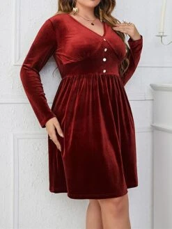 Women's Plus Size Party Dress Velvet Dress Cocktail Dress Midi Dress Wine Long Sleeve Pure Color Ruched Spring Fall Winter V Neck Fashion Winter Dress Wedding Guest Birthday 2023 XL XXL 3XL 4XL 11 Women's Plus Size Party Dress Velvet Dress Cocktail Dress Midi Dress Wine Long Sleeve Pure Color Ruched Spring Fall Winter V Neck Fashion Winter Dress Wedding Guest Birthday 2023 XL XXL 3XL 4XL -HAYz Clothing Shop gxezqn1692178765524