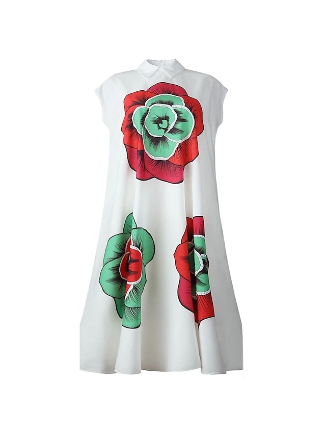 Women‘s Plus Size Curve Shirt Dress Casual Dress Shift Dress Floral Long Dress Maxi Dress Short Sleeve Plus High Low Print Shirt Collar Fashion Outdoor White Summer Spring L XL XXL 3XL 2 Women‘s Plus Size Curve Shirt Dress Casual Dress Shift Dress Floral Long Dress Maxi Dress Short Sleeve Plus High Low Print Shirt Collar Fashion Outdoor White Summer Spring L XL XXL 3XL - Image 2