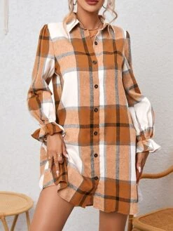 Women's Shirt Dress Casual Dress Mini Dress Outdoor Office Daily Fleece Fashion Modern Shirt Collar Ruffle Button Long Sleeve Fall Winter 2023 Loose Fit Khaki Plaid S M L XL 2XL 11 Women's Shirt Dress Casual Dress Mini Dress Outdoor Office Daily Fleece Fashion Modern Shirt Collar Ruffle Button Long Sleeve Fall Winter 2023 Loose Fit Khaki Plaid S M L XL 2XL -HAYz Clothing Shop gxsmfy1692687556906