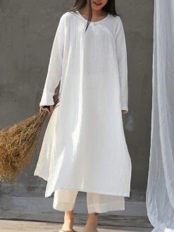 Women's Casual Dress Cotton Linen Dress Loose Dress Maxi Long Dress Linen / Cotton Blend Daily Stylish Outdoor Daily Vacation Crew Neck Split Long Sleeve Spring Fall Winter 2023 Loose Fit Black White 11 Women's Casual Dress Cotton Linen Dress Loose Dress Maxi Long Dress Linen / Cotton Blend Daily Stylish Outdoor Daily Vacation Crew Neck Split Long Sleeve Spring Fall Winter 2023 Loose Fit Black White -HAYz Clothing Shop gygywp1695014716139