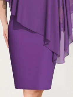 Women's Plus Size Curve Party Dress Cocktail Dress Work Dress Midi Dress Purple Half Sleeve Pure Color Fake Two Piece Summer Spring Fall Crew Neck Fashion Office Birthday Wedding Guest XL XXL 3XL 4XL -HAYz Clothing Shop gysdoj1691723438984