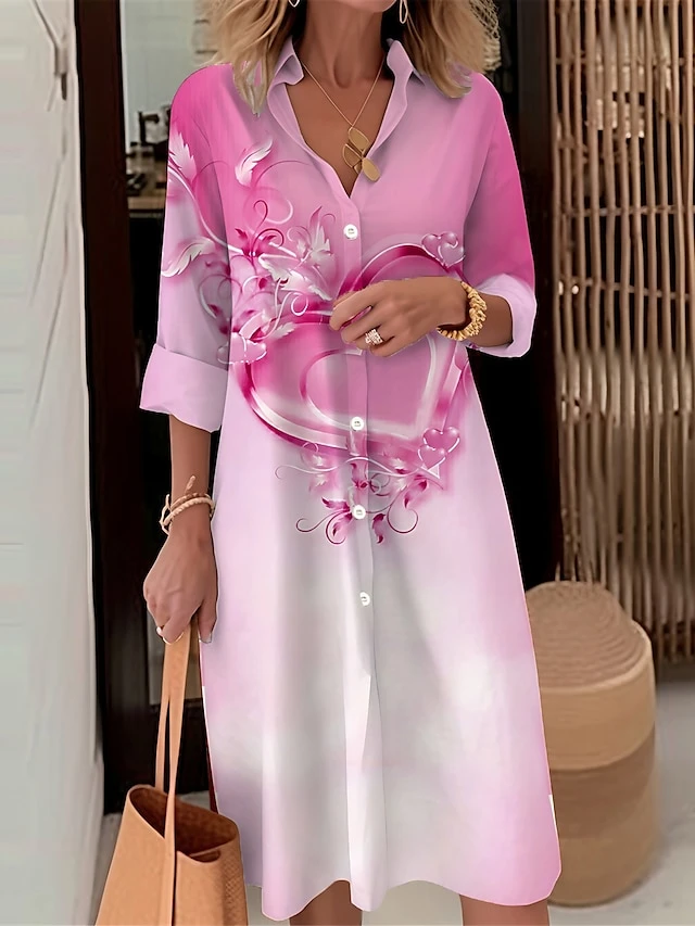 Women's Shirt Dress Casual Dress Midi Dress Outdoor Daily Date Polyester Fashion Modern Shirt Collar Button Pocket Long Sleeve Fall Winter 2023 Loose Fit Pink Blue Purple Heart Ombre S M L XL 2XL 1 Women's Shirt Dress Casual Dress Midi Dress Outdoor Daily Date Polyester Fashion Modern Shirt Collar Button Pocket Long Sleeve Fall Winter 2023 Loose Fit Pink Blue Purple Heart Ombre S M L XL 2XL