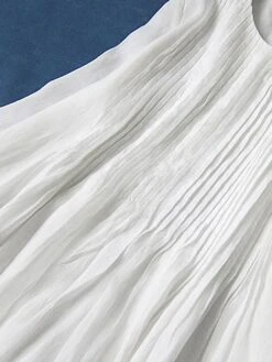 Women's Casual Dress Cotton Linen Dress Swing Dress Midi Dress Cotton Blend Basic Casual Outdoor Daily Crew Neck Ruched Pocket Short Sleeve Summer Spring 2023 Loose Fit White Pink Purple Plain M L XL -HAYz Clothing Shop hbpwis1676278277797