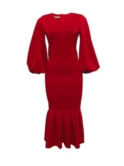 Women‘s Plus Size Curve Party Dress Solid Color V Neck Ruched Puff Sleeve Long Sleeve Winter Fall Casual Maxi Long Dress Party Vacation Dress Sheath Dress Black Dress -HAYz Clothing Shop hfhbwj1649744189134
