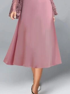 Women's Two Piece Dress Set Party Dress Lace Dress Party Outdoor Fashion Streetwear Lace Patchwork Midi Dress Crew Neck Long Sleeve Plain Regular Fit Purple Fall Winter S M L XL XXL -HAYz Clothing Shop hgsbrw1697003224773