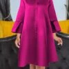 Women‘s Plus Size Curve Party Dress Solid Color Stand Collar Long Sleeve Winter Fall Elegant Formal Mini Dress Party Cocktail Party Dress