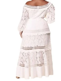 Women‘s Plus Size Curve Flattering Dresses Elegant Apple Shaped Dress Wedding Guest Party Dress Print Off Shoulder Ruffle Long Sleeve Spring Fall Prom Dress Maxi Long Dress Party Going Out Dress Lace -HAYz Clothing Shop hhletu1659508711150