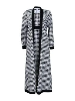 Women's Two Piece Dress Set Casual Dress Sheath Dress Daily Going Out Streetwear Modern Print Midi Dress Crew Neck Long Sleeve Houndstooth Regular Fit Black Fall Winter S M L XL XXL 24 Women's Two Piece Dress Set Casual Dress Sheath Dress Daily Going Out Streetwear Modern Print Midi Dress Crew Neck Long Sleeve Houndstooth Regular Fit Black Fall Winter S M L XL XXL -HAYz Clothing Shop hkdiup1695194338979