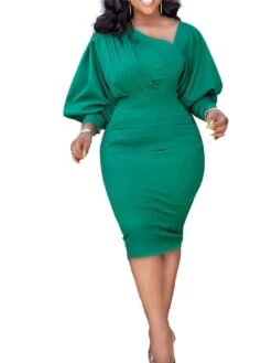 Women‘s Plus Size Curve Holiday Dress Solid Color V Neck Ruched Long Sleeve Fall Winter Work Knee Length Dress Work Weekend Dress 13 Women‘s Plus Size Curve Holiday Dress Solid Color V Neck Ruched Long Sleeve Fall Winter Work Knee Length Dress Work Weekend Dress -HAYz Clothing Shop hkhsbn1647508311773