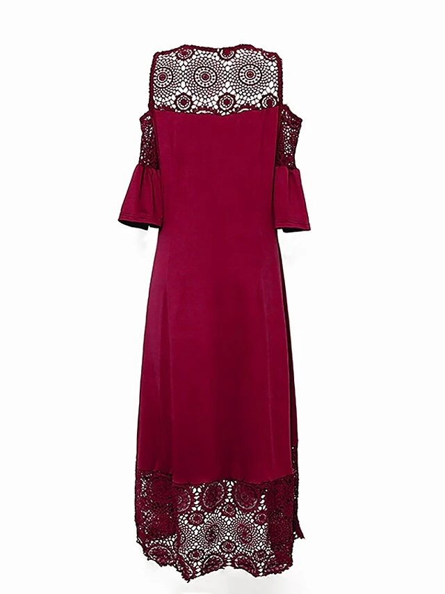 Women‘s Plus Size Curve Party Dress Solid Color Crew Neck Lace Half Sleeve Spring Fall Elegant Formal Maxi Long Dress Party Vacation Dress 9 Women‘s Plus Size Curve Party Dress Solid Color Crew Neck Lace Half Sleeve Spring Fall Elegant Formal Maxi Long Dress Party Vacation Dress - Image 9