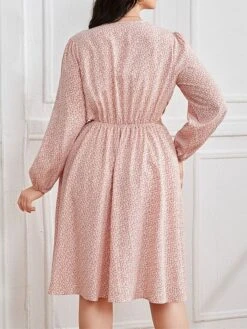 Women's Plus Size Curve Casual Dress Chiffon Dress A Line Dress Floral Midi Dress Long Sleeve Print V Neck Fashion Daily Pink Fall Winter L XL XXL 3XL 4XL -HAYz Clothing Shop hmpyjn1694151475065